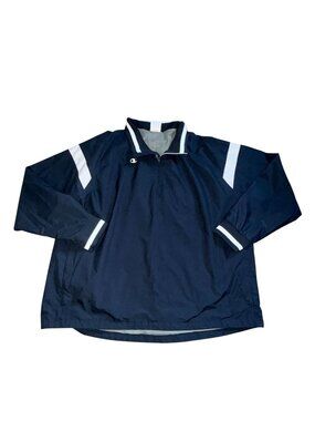 Champion Mens 1/4 Zip Windbreaker Style Pullover Jacket-Navy Blue-2XL-GUC